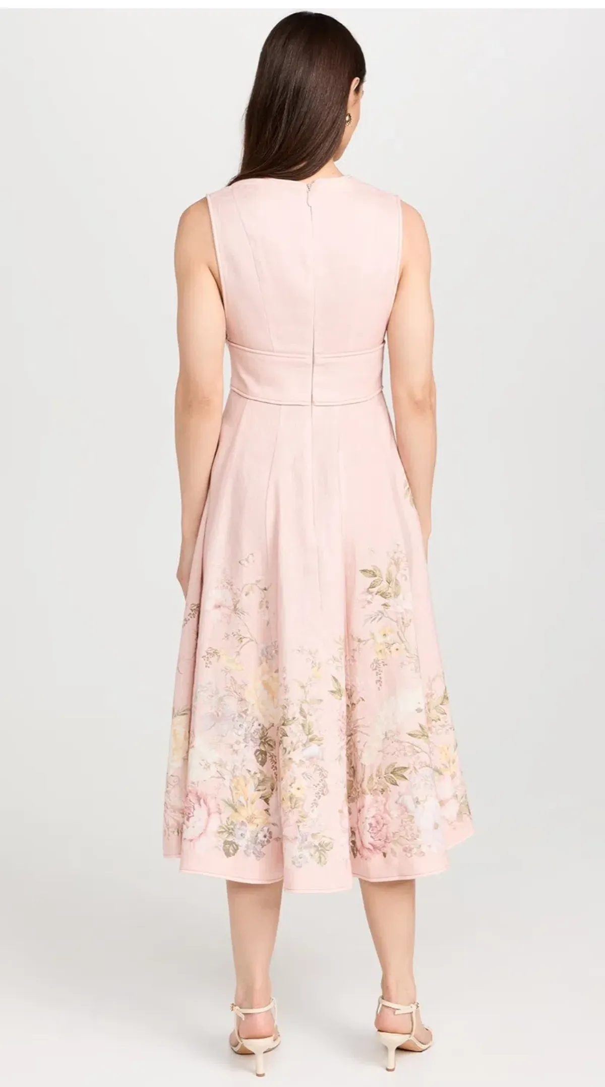 Zimmermann Waverly Plunge Midi Dress Pink Floral Size 2 (AU 12) - Image 3