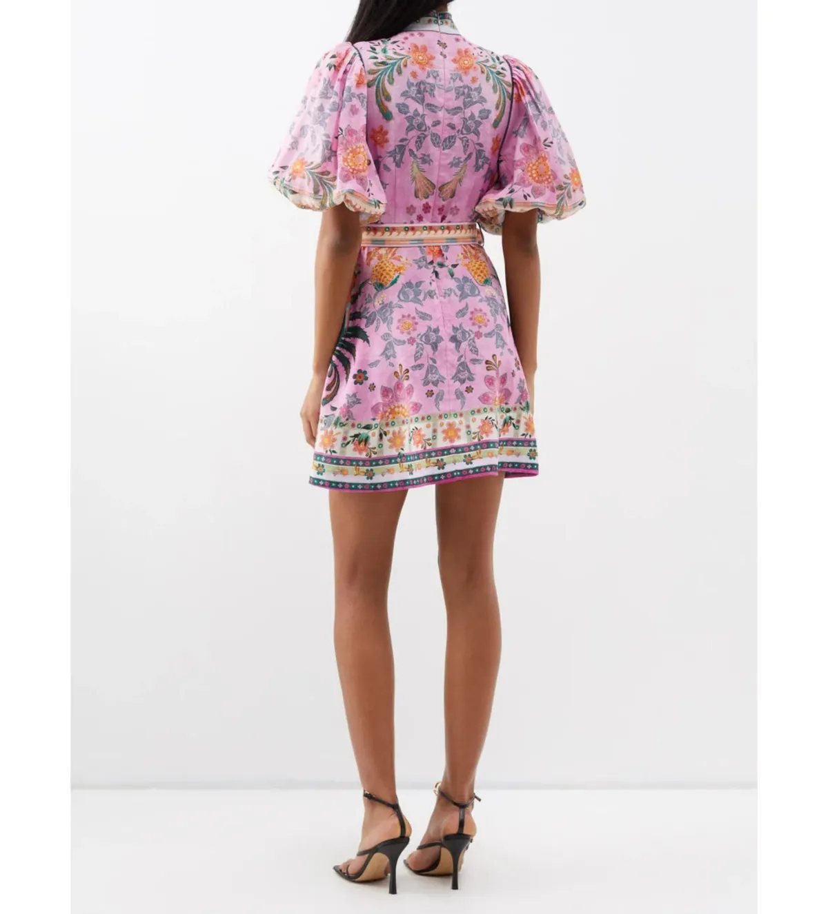 Zimmermann Ginger Buttoned Mini Dress Pink Multi Size 0/Au 8 - Image 2