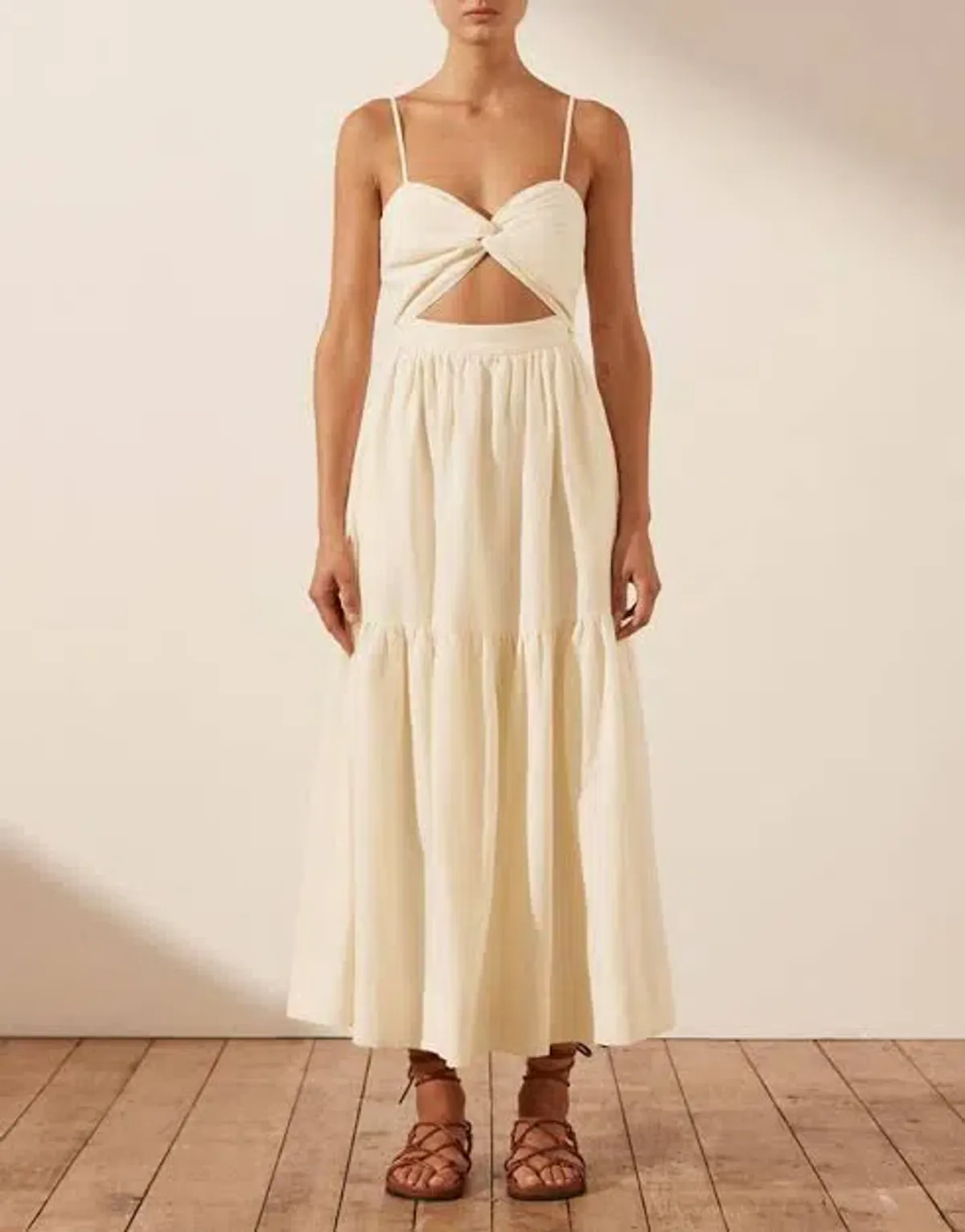Shona Joy Cecilia Twist Bodice Midi Dress - cream size 10 - Image 1