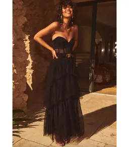 Sheike Cindy Mesh Tiered Dress Black Size AU 8 for rent on The Volte - image 1