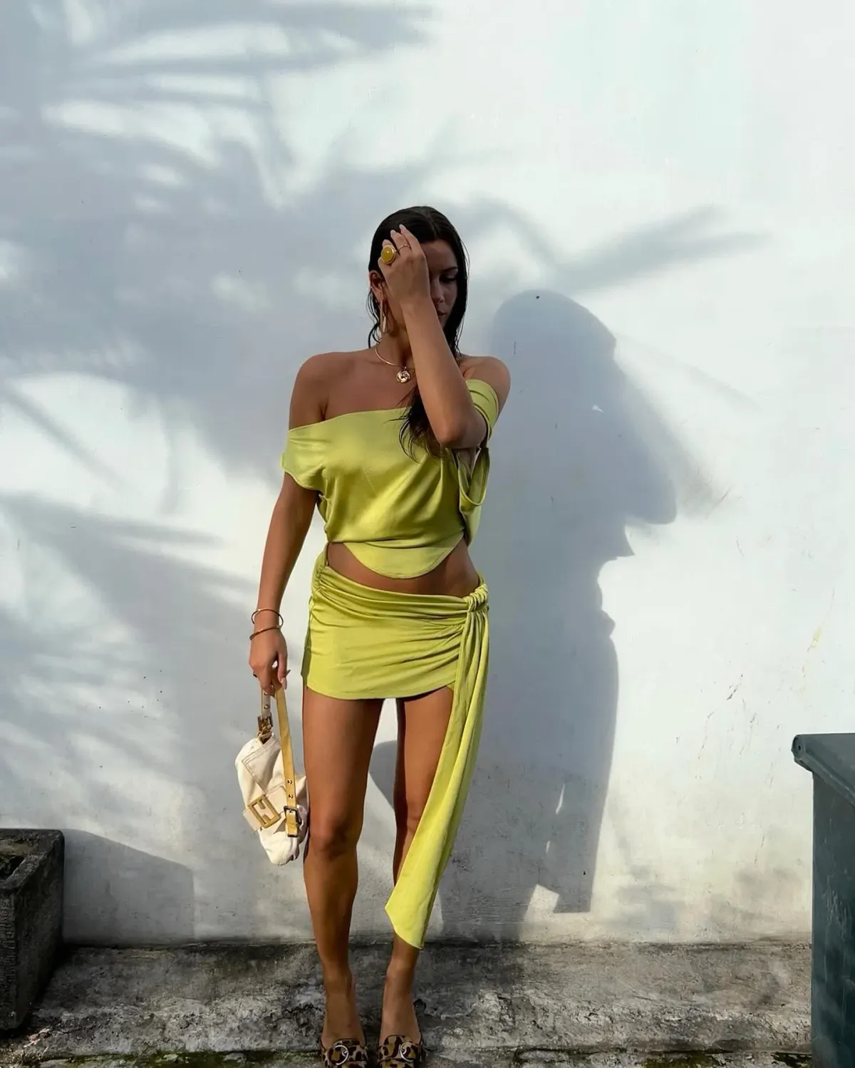 Asta Resort Chloe Top and Mini Skirt Set Chartreuse Size 6 - Image 8