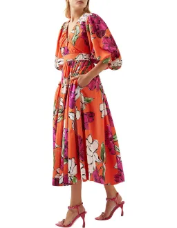 Aje Marlene Floral Midi Dress Vivid Camellia Size 4 for rent on The Volte - image 2