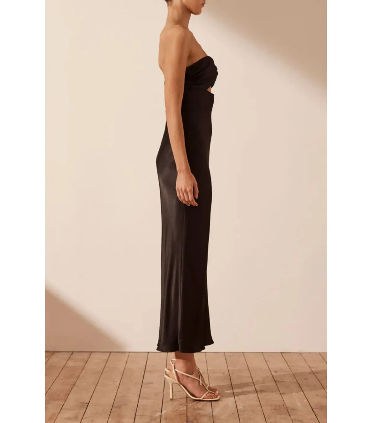 Shona Joy Camille Strapless Cut Out Midi Dress Black Size AU 8 - Image 3