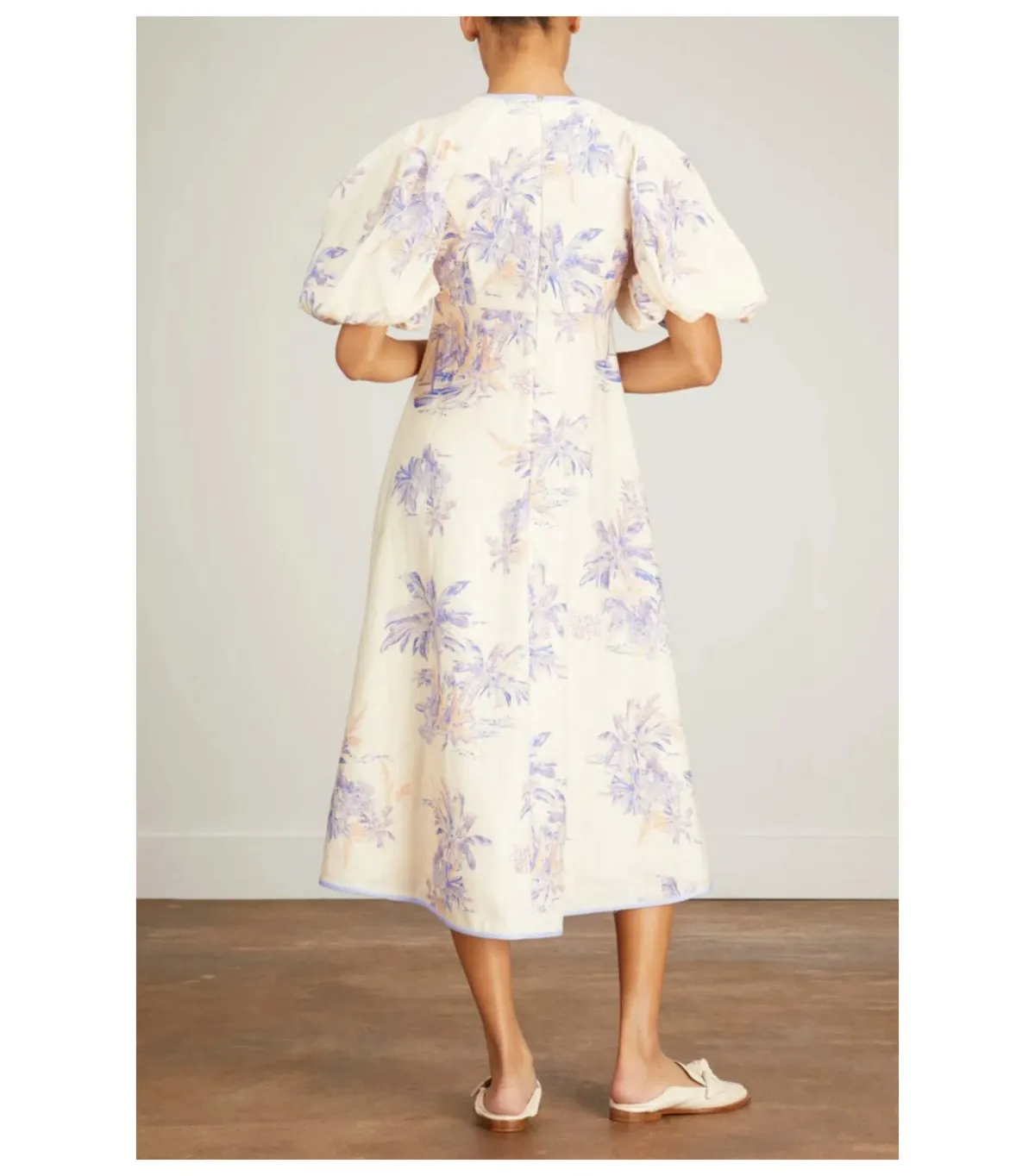 Zimmermann Linen Day Midi Dress in Pearl Palm Toile Size 12/M - Image 2