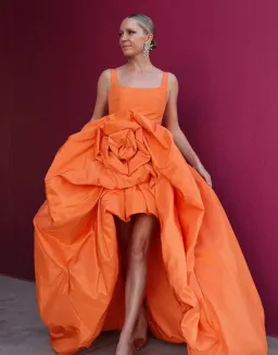 LEO LIN Illiana Gown in Tangerine Size 12  for rent on The Volte - image 1