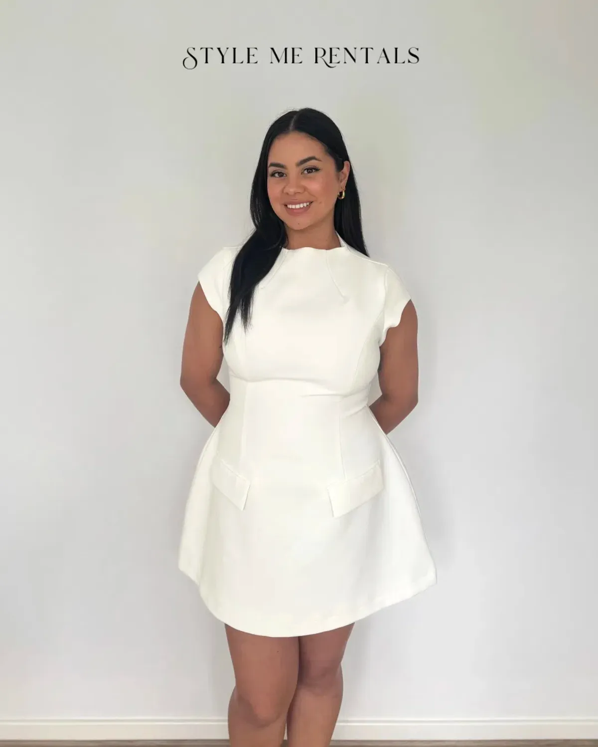 Odd Muse Cap Sleeve Mini Dress White Size L - Image 2