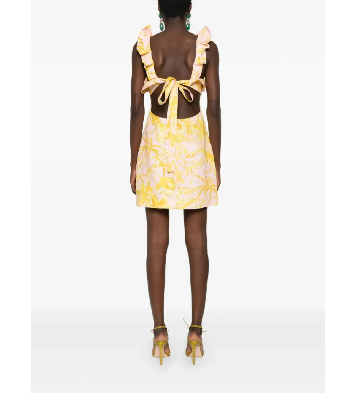Zimmermann The Golden Ruffle Mini Dress in Pink/Gold Floral Size 2 / AU 12 - Image 2