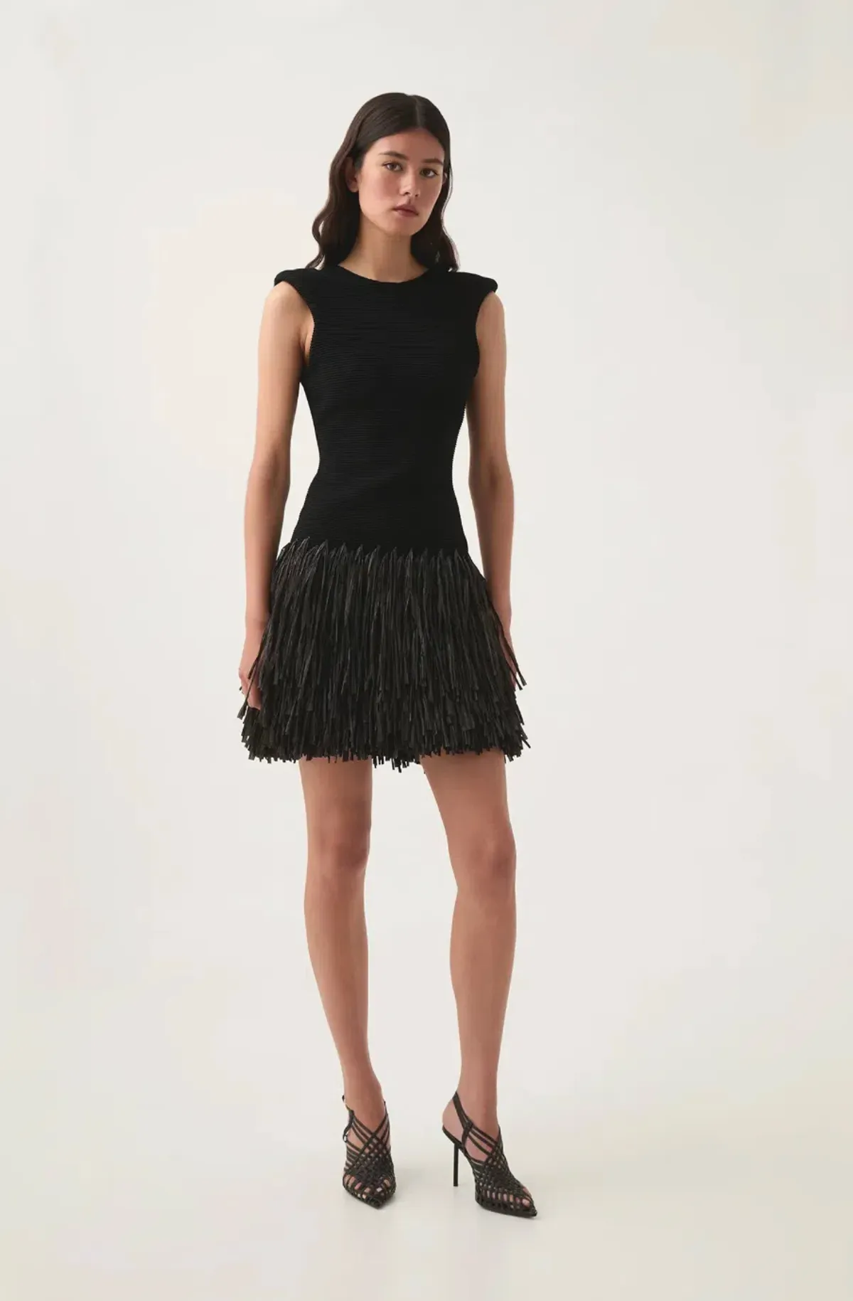 Aje Rushes Raffia Knit Mini Dress Black Size M / AU 10 - Image 1