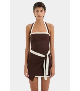 Sir the Label Jacques Mini Dress in Chocolate Size 0 / AU 6 for rent on The Volte - image 3