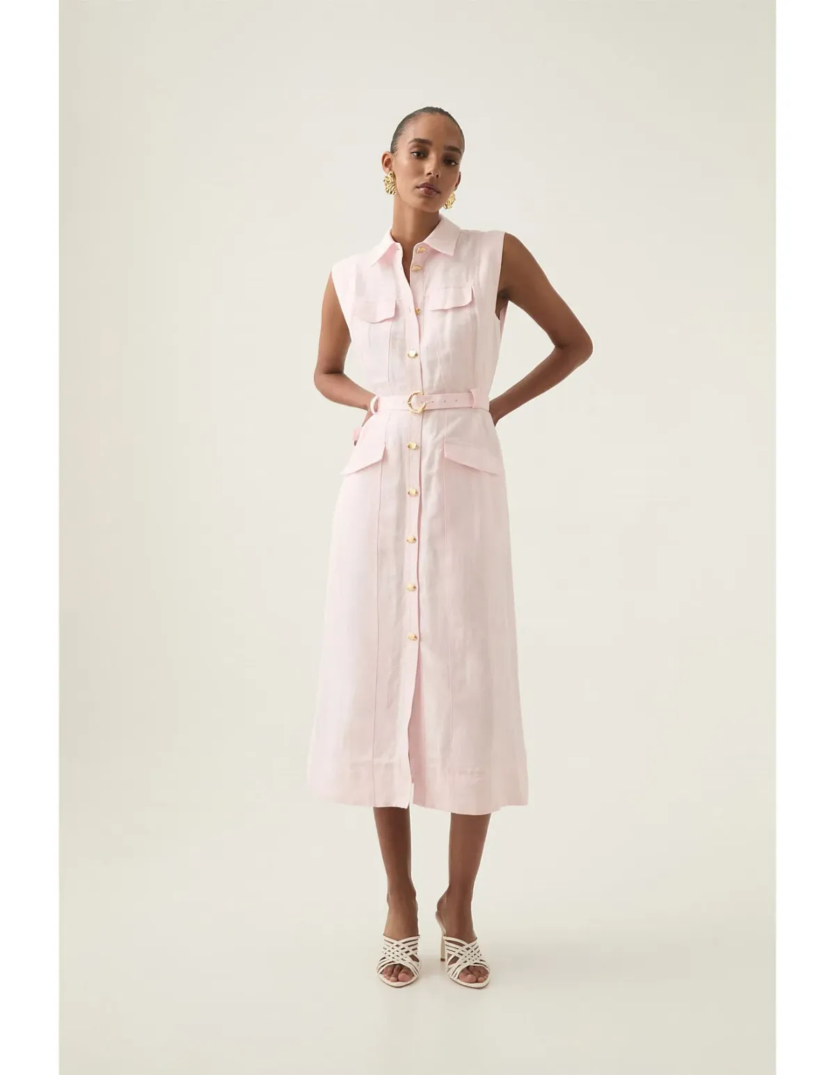 Aje Dulcet Logo Midi Dress Pastel Pink Size 10 - Image 1