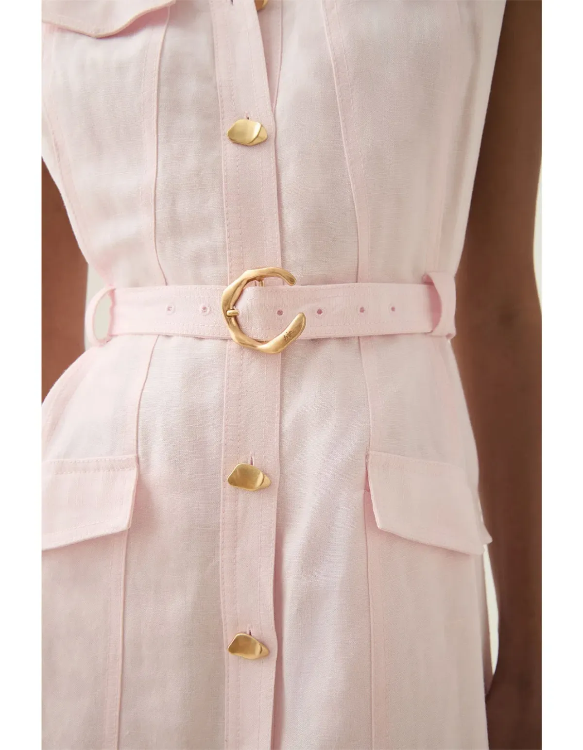 Aje Dulcet Logo Midi Dress Pastel Pink Size 10 - Image 4