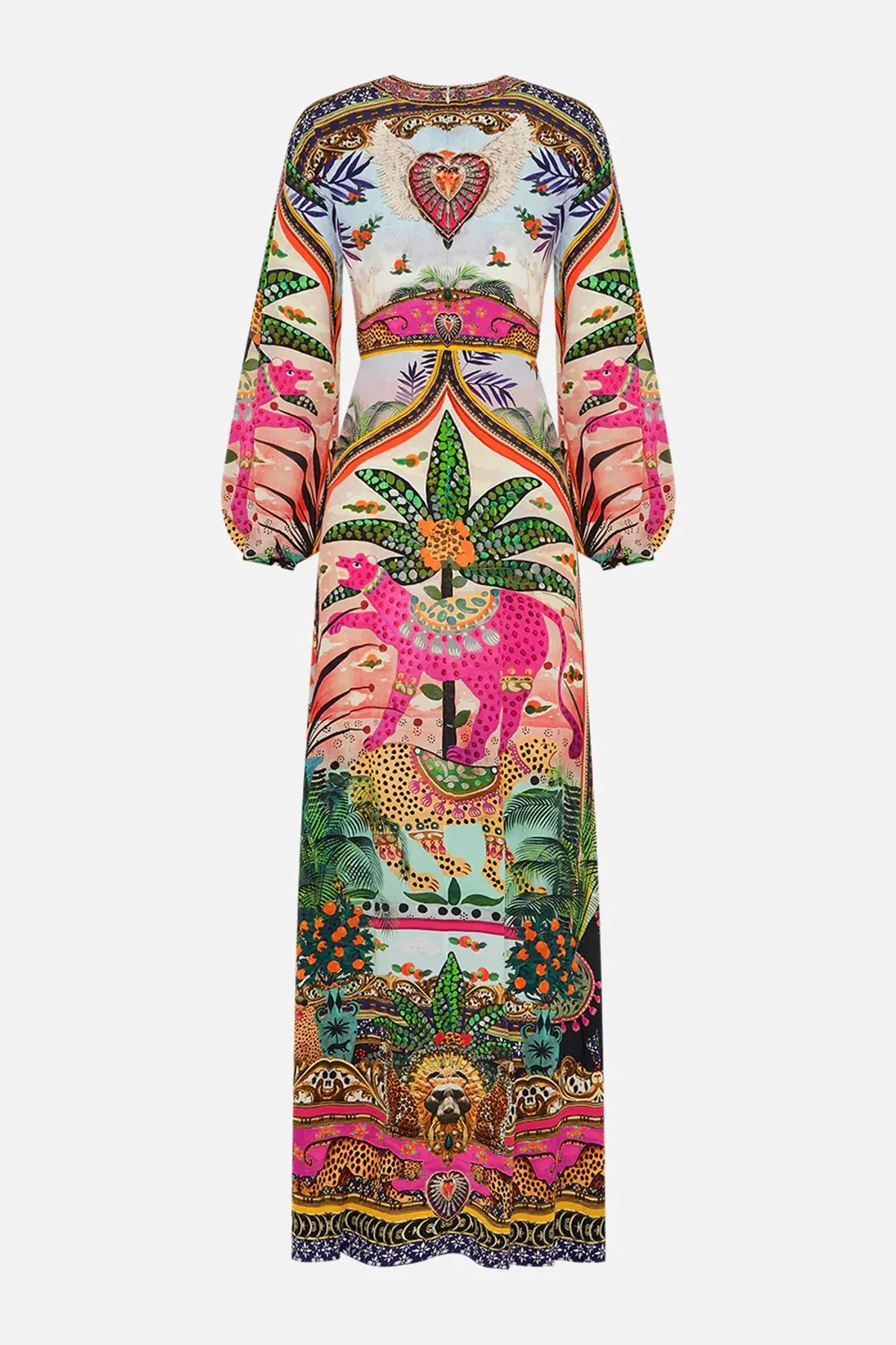 Camilla Alessandros Atlantis Printed Lantern Sleeve Dress Multi Size 14 - Image 8