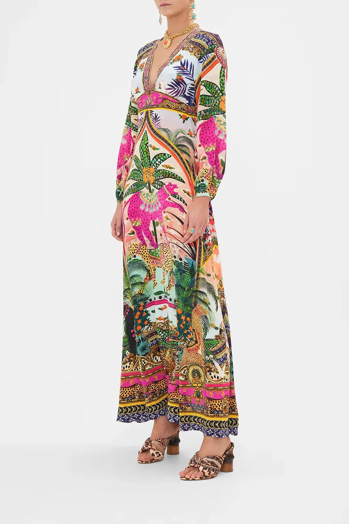 Camilla Alessandros Atlantis Printed Lantern Sleeve Dress Multi Size 14 - Image 5