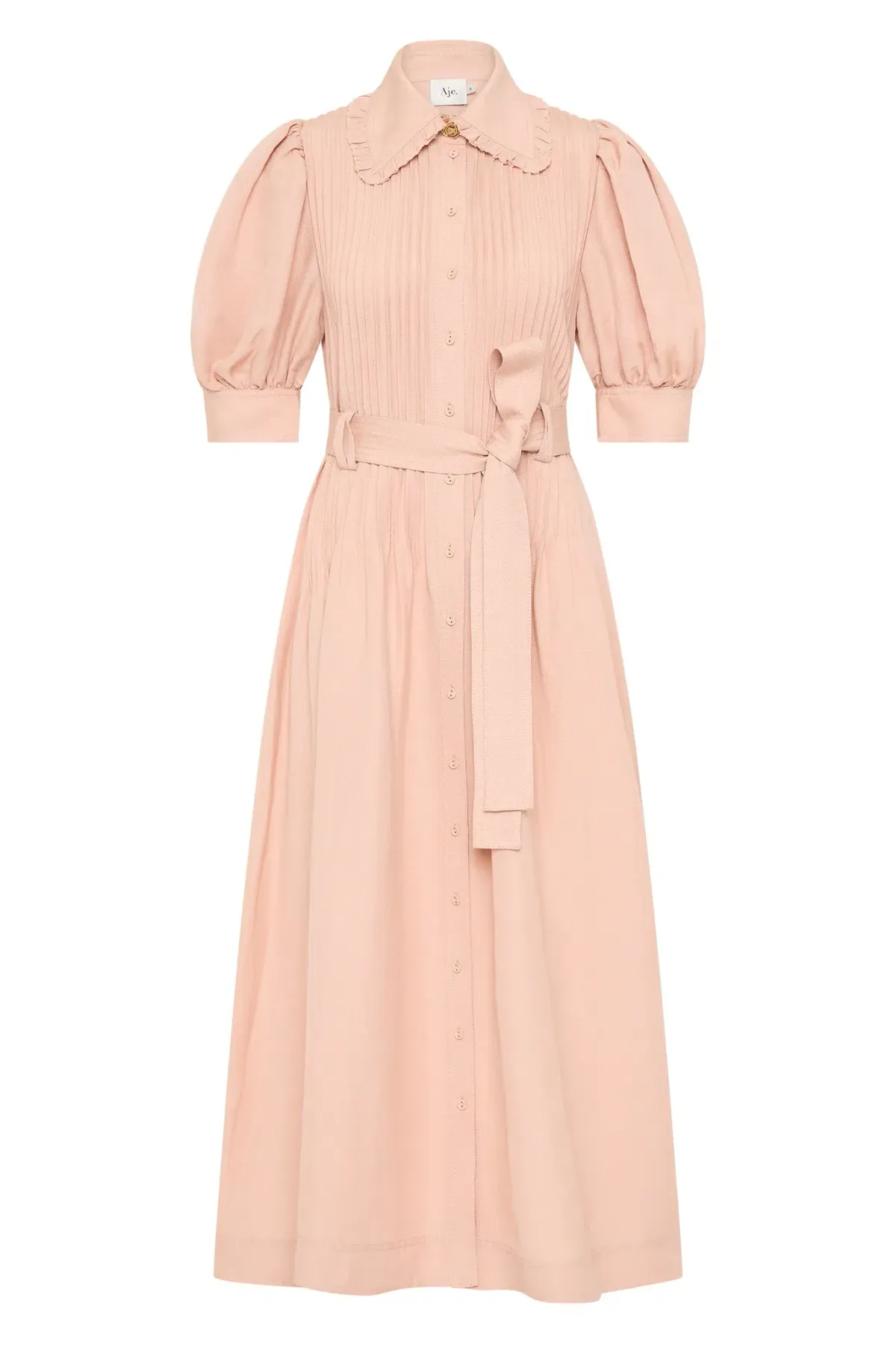 Aje Madeleine Belted Midi Dress Blush Pink Size 4 - Image 4
