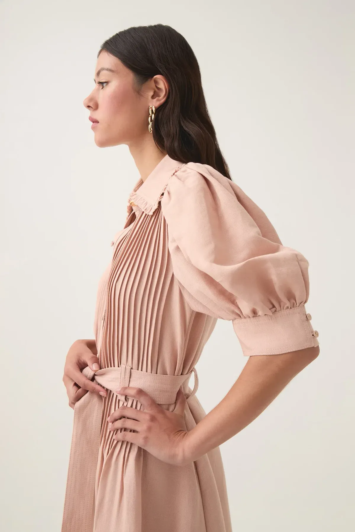 Aje Madeleine Belted Midi Dress Blush Pink Size 4 - Image 2