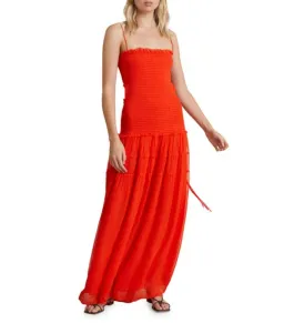 Bec & Bridge Charlotte Smocked Cut-Out Maxi Dress in Flame Size AU 6 for rent on The Volte - image 1
