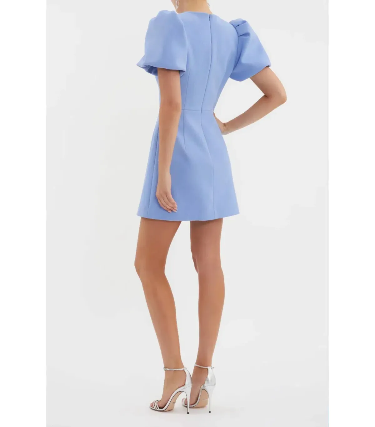 Rebecca Valliance Juliana Puff Sleeve Mini Dress Blue Size AU 12 - Image 5