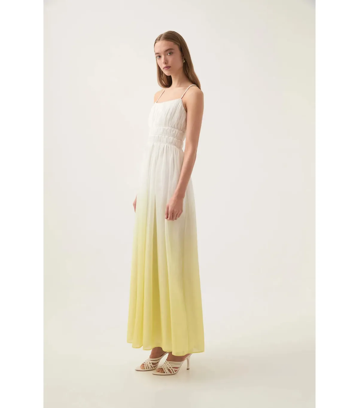 Aje Acapella Ruched Midi Dress Sunrise Ombre Size AU 8 - Image 3