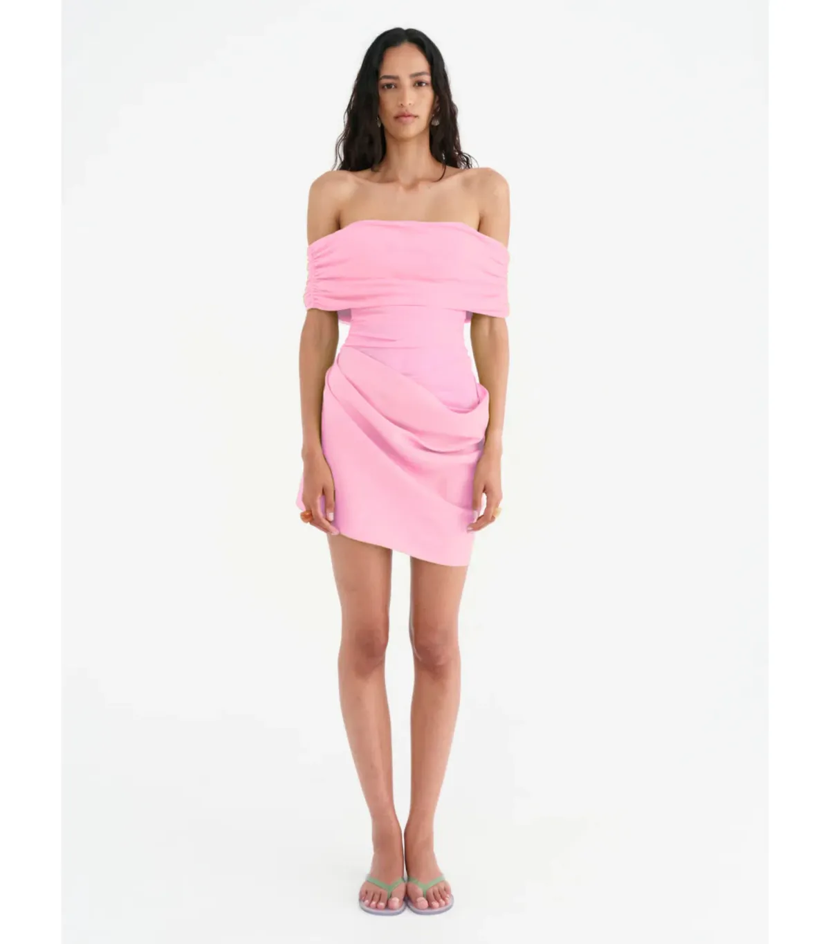 Benni Nico Off-Shoulder Mini Dress in Buttergum Size AU 6 - Image 1