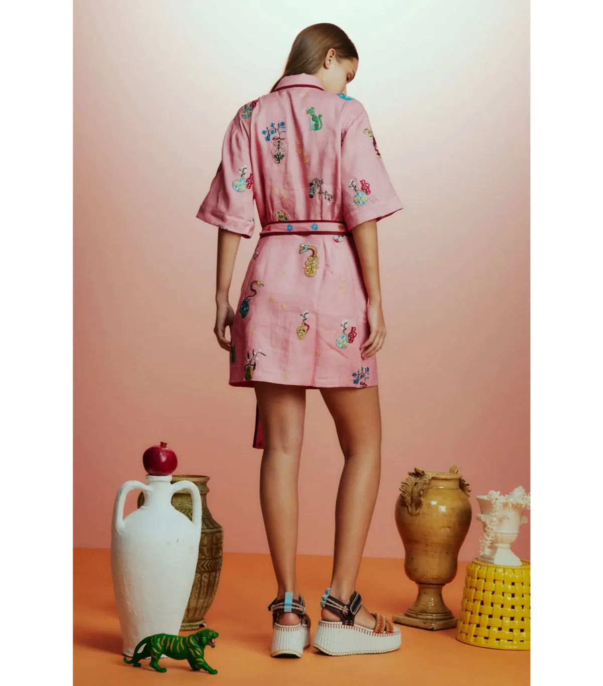 Alemais Timmy Embroidered Mini Dress Pink Size AU 10 - Image 3