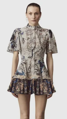 Leo Lin The Lover Cotton Linen Mini Dress Multi Size AU 8 for rent on The Volte - image 2