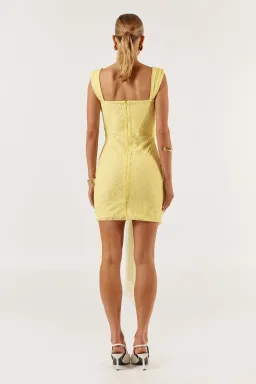 She is Olla Imogen Lace Mini Dress in Lemon Chello Size S / AU 8 for rent on The Volte - image 2