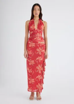 Benni Penelope Halter Maxi Dress in Hibiscus Floral Size 8 for rent on The Volte - image 1