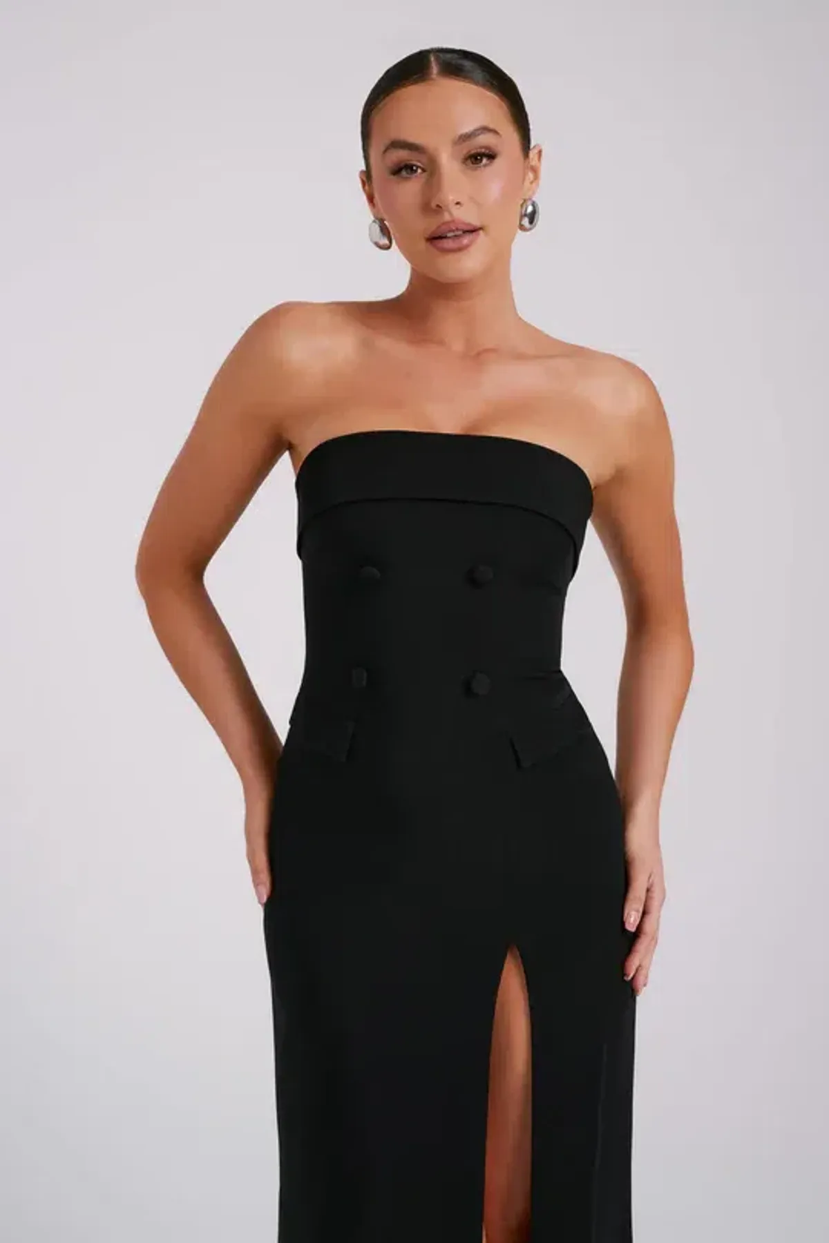 Meshki Abbie Strapless Suiting Maxi Dress Black Size 8 - Image 1