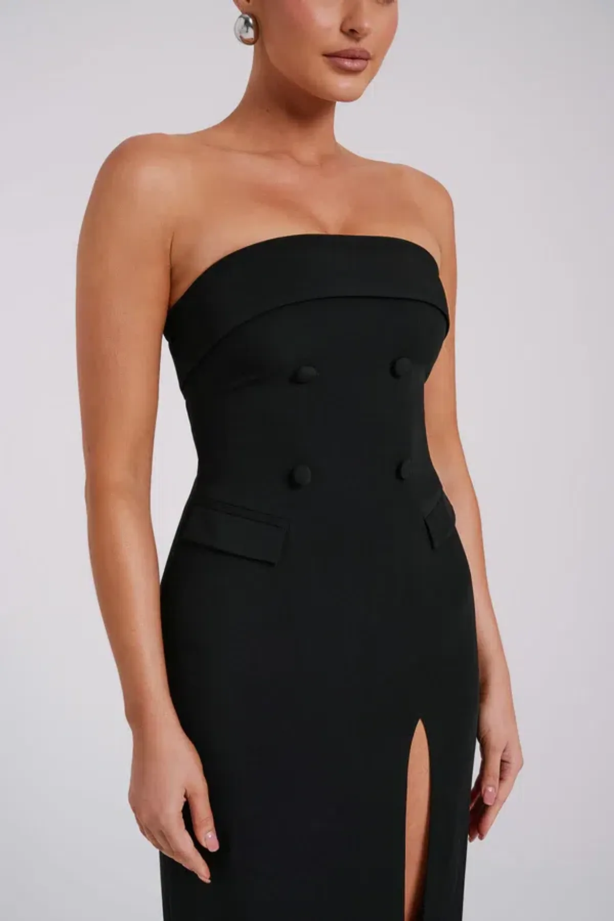 Meshki Abbie Strapless Suiting Maxi Dress Black Size 8 - Image 3