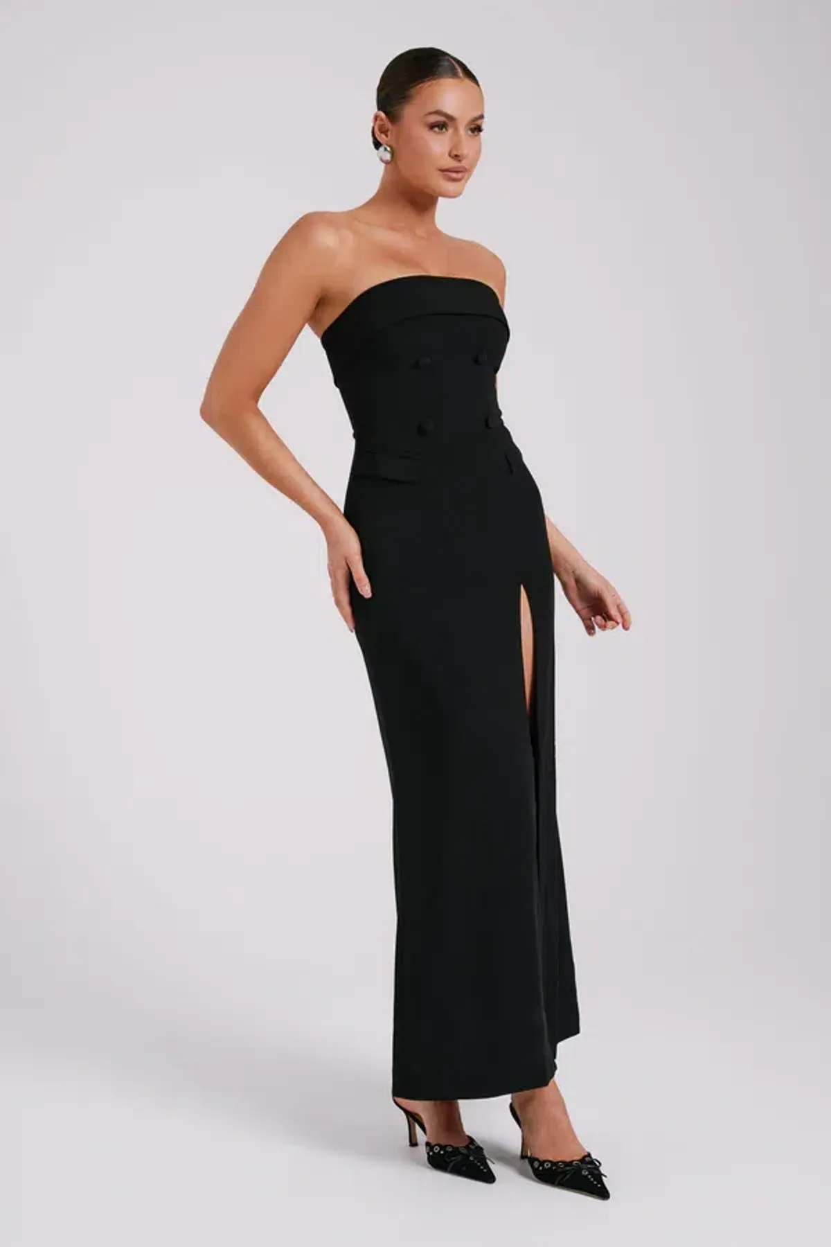 Meshki Abbie Strapless Suiting Maxi Dress Black Size 8 - Image 6