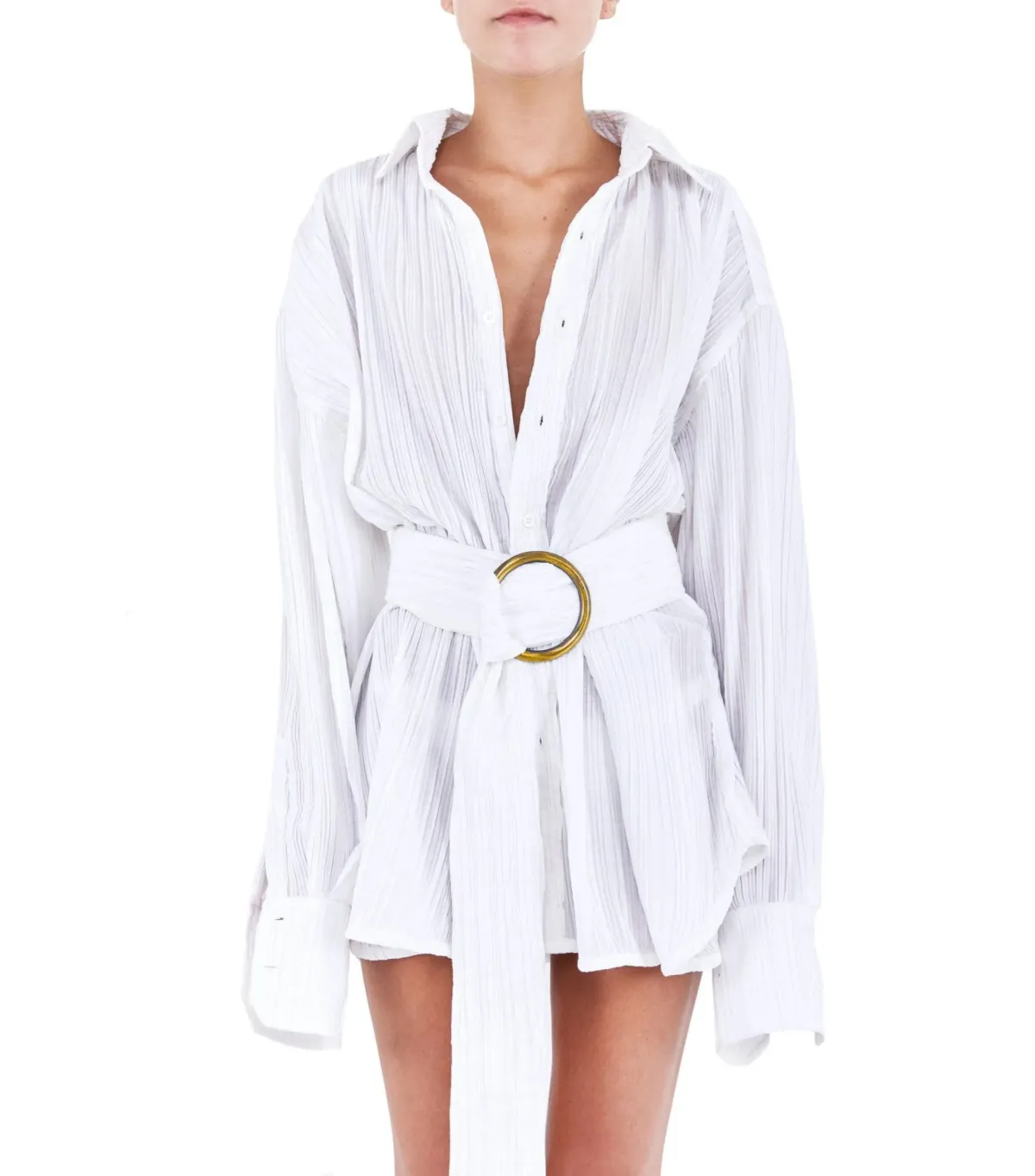 BAMBA SWIM Titan Shirt Dress in White Size S / AU 8 - Image 5