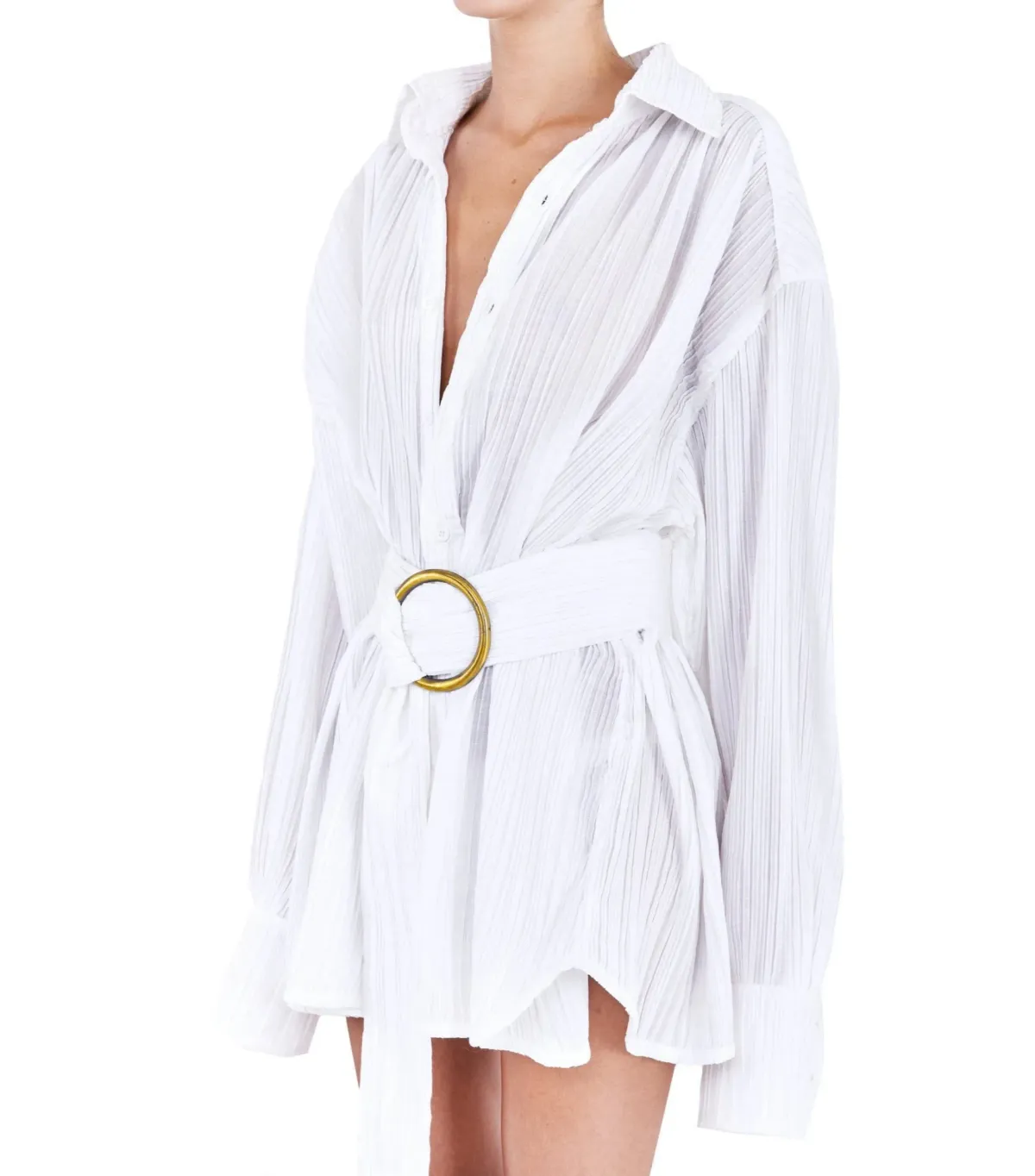 BAMBA SWIM Titan Shirt Dress in White Size S / AU 8 - Image 6