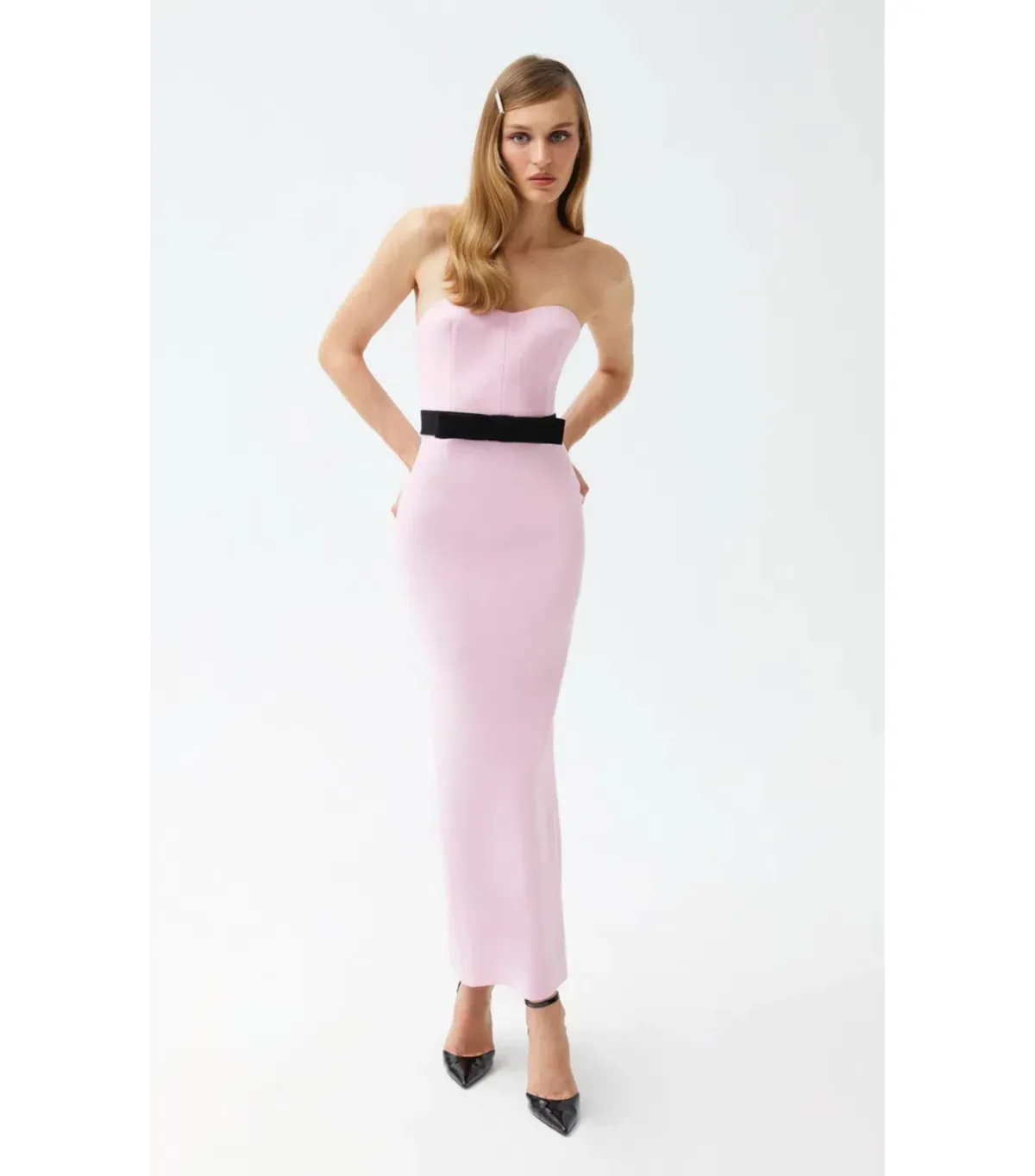 THE NEW ARRIVALS by İlkyaz Özel Noele Column Dress Baby Pink Size 10/M - Image 4