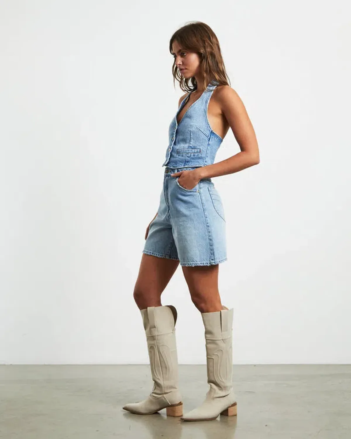 Rollas Halter Denim Vest Basette Blue Size M / AU 10 - Image 2
