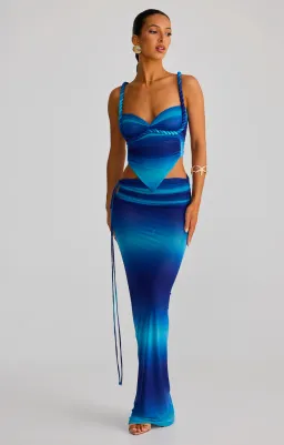 Melani The Label Elia Strapless Gathered Mesh Top and Valetta Mesh Gathered Skirt Blue Ombre Size 8 for rent on The Volte - image 1