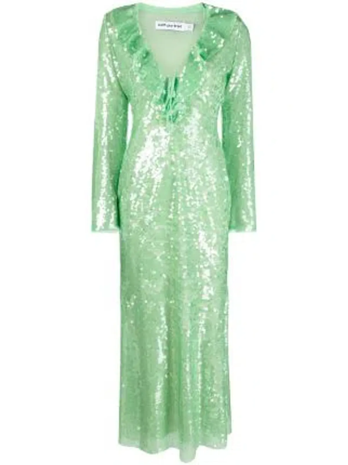 Self Portrait Sequin Midi Dress Green Size 6  - Image 3