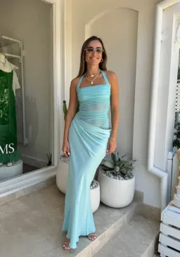 Benni Gina Halter Dress Aquamarine 10 for rent on The Volte - image 1