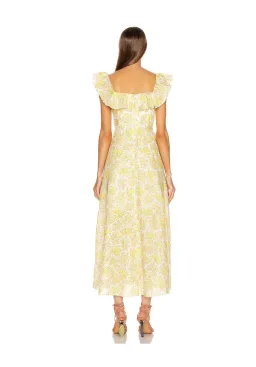 Zimmermann Goldie Ruffle Neck Midi Dress Yellow Floral Size 1 / AU 10  for rent on The Volte - image 2