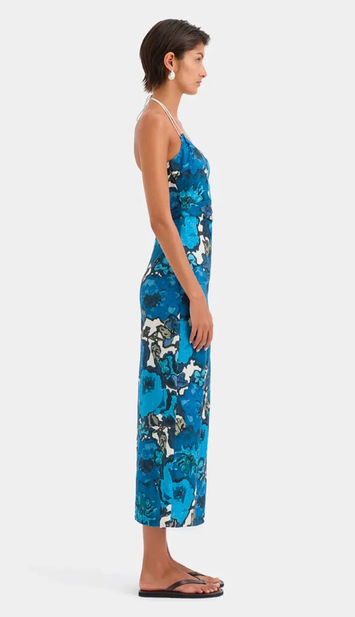 Sir the Label Camellia Midi Dress Blue Flora Print Size 1 (AU 8) - Image 4