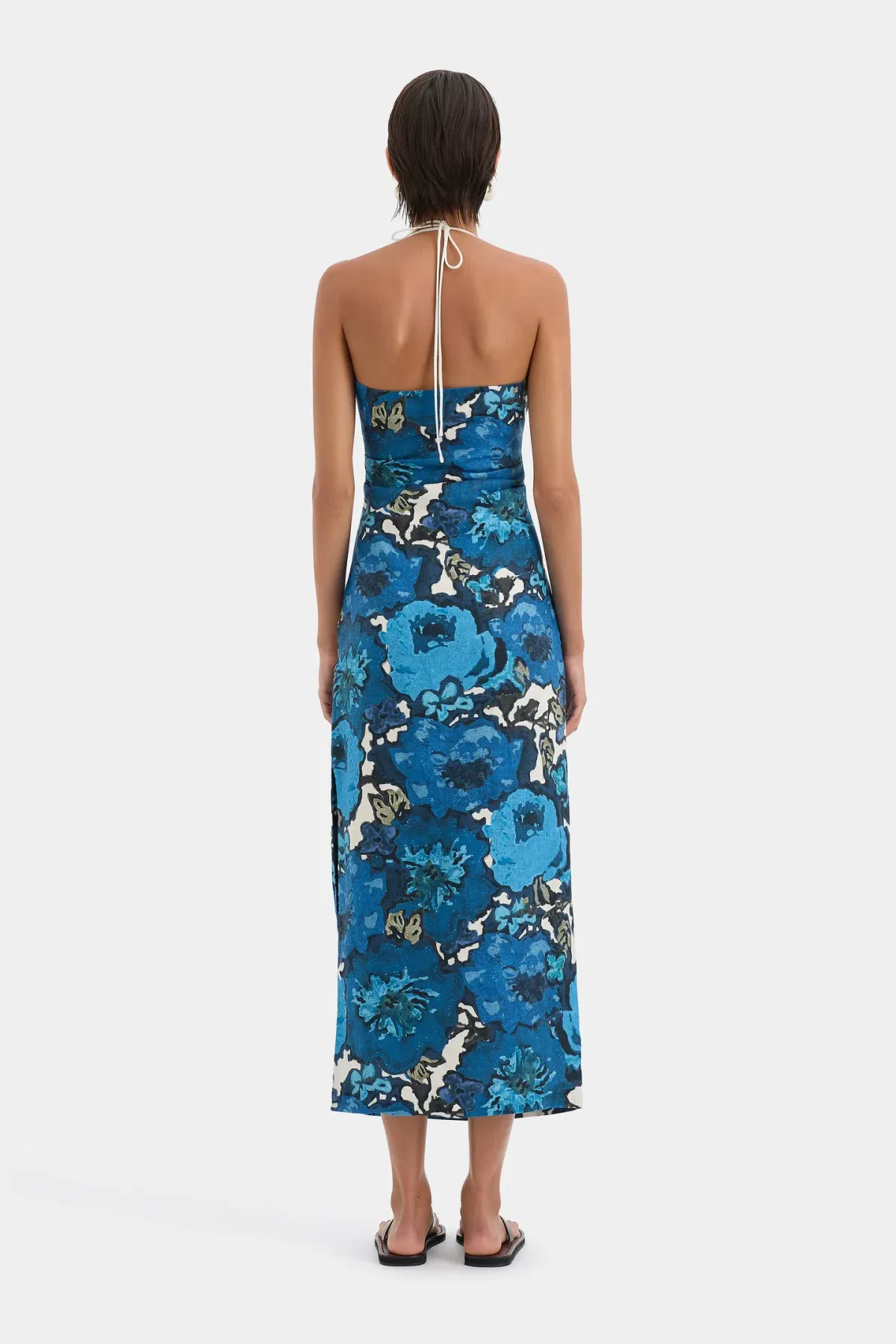Sir the Label Camellia Midi Dress Blue Flora Print Size 2 (AU 10) - Image 3