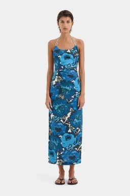 Sir the Label Camellia Midi Dress Blue Flora Print Size 3 (AU 12) for rent on The Volte - image 1