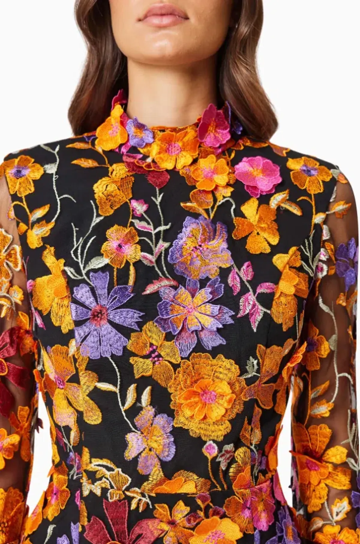 Elliatt Alessandra Floral Long Sleeve Mini Dress in Orange Multi Size  - Image 2