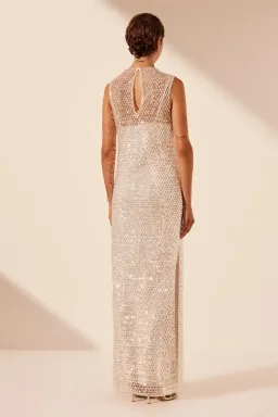 Shona Joy Asteri High Neck Sleeveless Maxi Dress Silver Size 12 for rent on The Volte - image 3