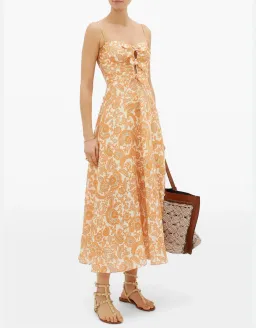Zimmermann Peggy Tie Front Midi Dress Paisley Print Size 2 / AU 12 for rent on The Volte - image 1