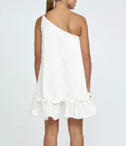 By Johnny Rope Frill Asymmetrical Mini Dress Ivory Size 12 for rent on The Volte - image 3