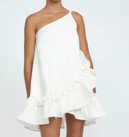 By Johnny Rope Frill Asymmetrical Mini Dress Ivory Size 12 for rent on The Volte - image 2