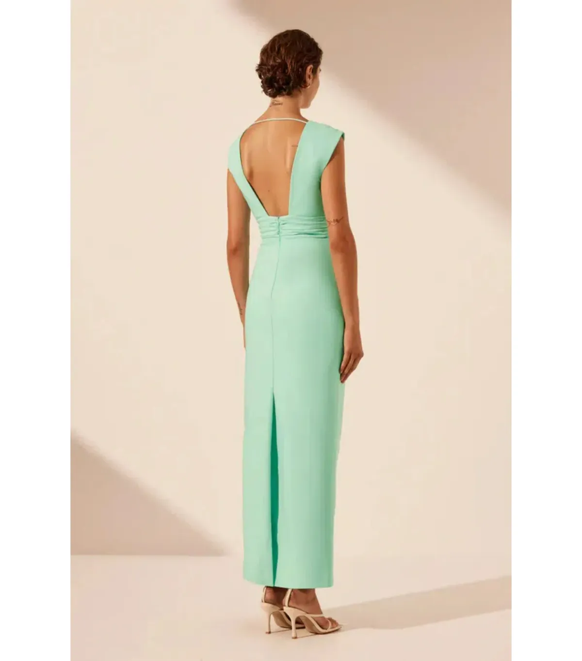 Shona Joy Lani Plunged Cut Out Maxi Dress in Aqua Size AU 14 - Image 3