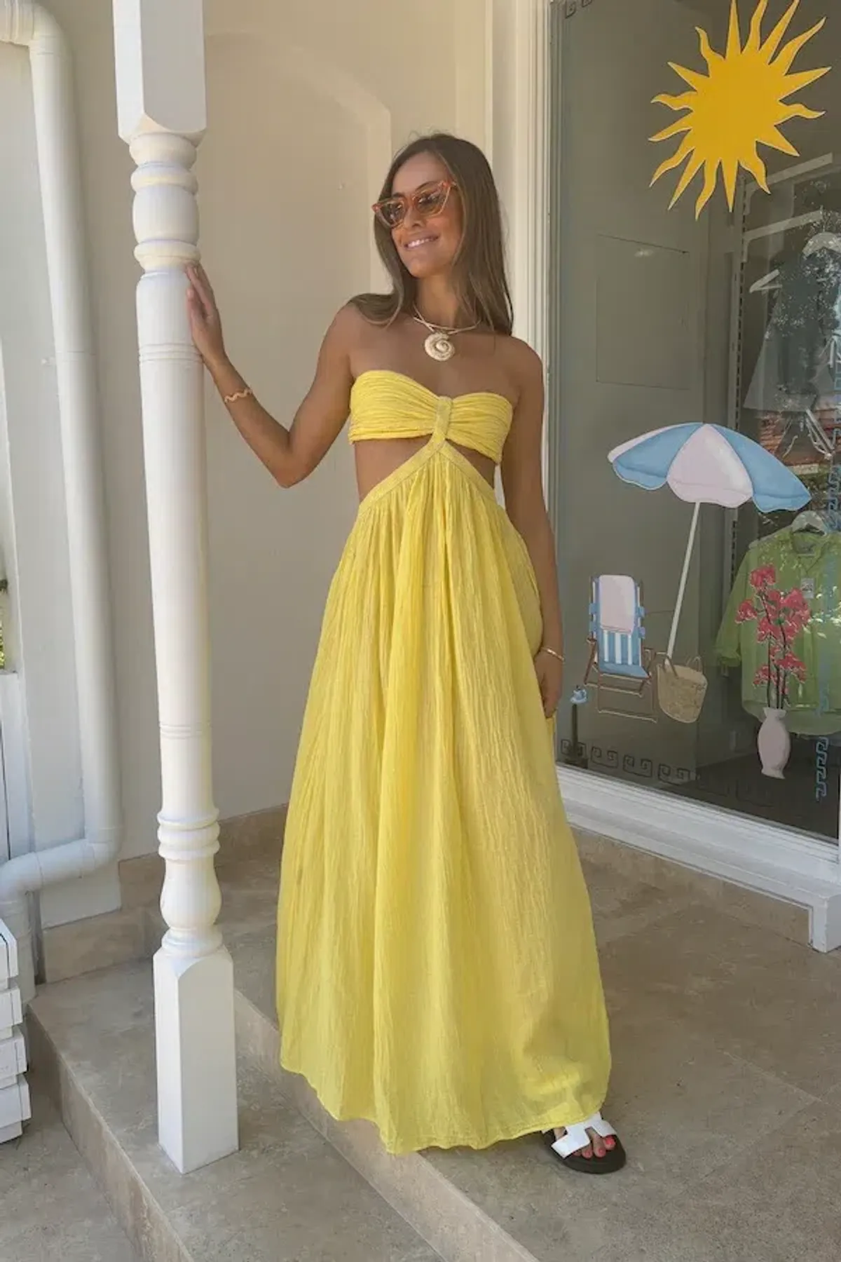 D'Artemide Chloe Strapless Cotton Dress Yellow One Size - Image 2