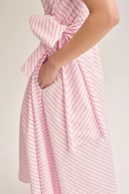 Scanlan Theodore Stripe Wrap Midi Dress Pink Size 8 for rent on The Volte - image 2