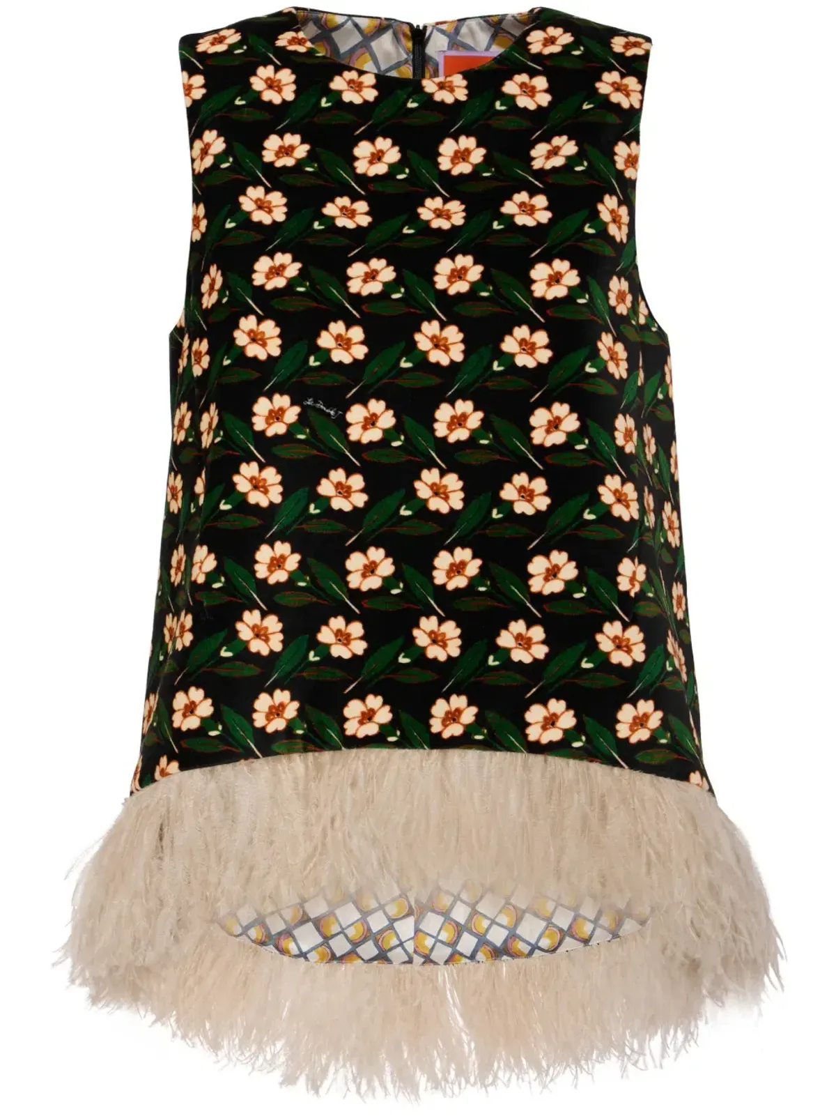 La Double J La Scala Top Mayfair Black in Cotton Velvet With Feathers Size XS / AU 6 - Image 3